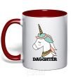 Mug with a colored handle Winter family daughter red фото