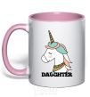 Mug with a colored handle Winter family daughter light-pink фото