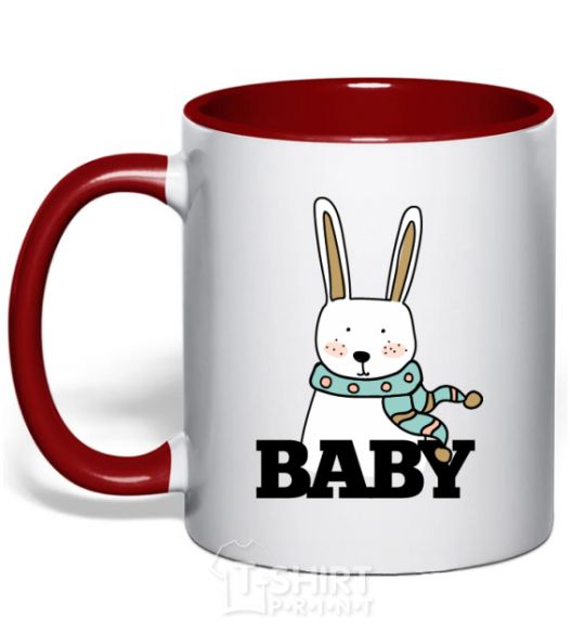 Mug with a colored handle Winter family baby red фото