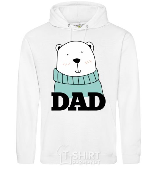 Men`s hoodie Winter family dad White фото