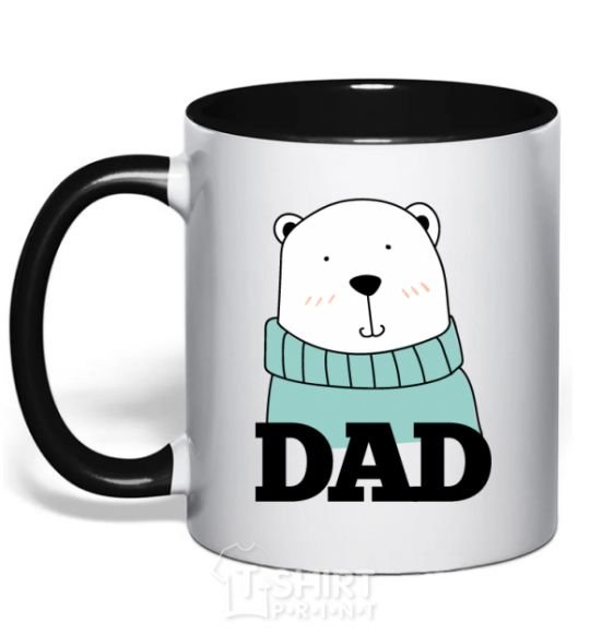 Mug with a colored handle Winter family dad black фото