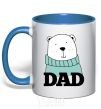 Mug with a colored handle Winter family dad royal-blue фото