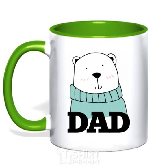 Mug with a colored handle Winter family dad kelly-green фото