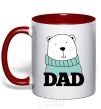 Mug with a colored handle Winter family dad red фото