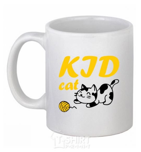Ceramic mug Kid cat White фото