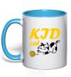 Mug with a colored handle Kid cat sky-blue фото