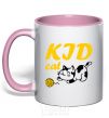 Mug with a colored handle Kid cat light-pink фото