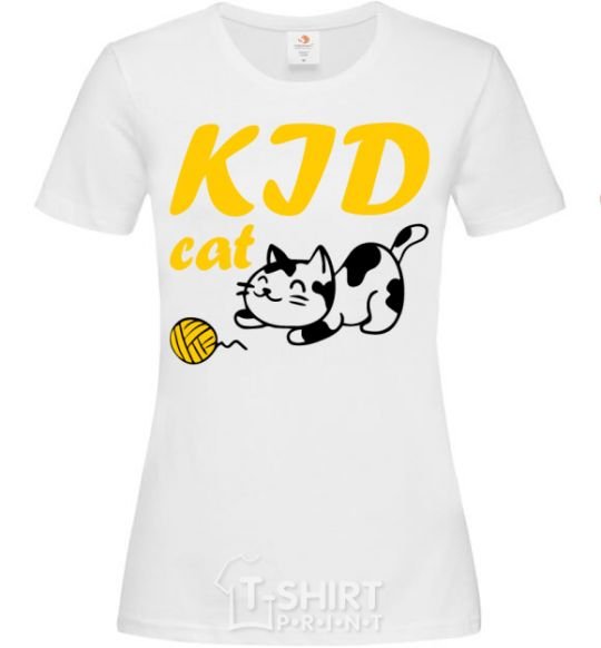 Женская футболка Kid cat Белый фото