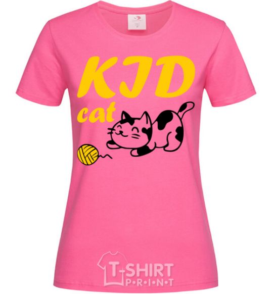 Женская футболка Kid cat Ярко-розовый фото