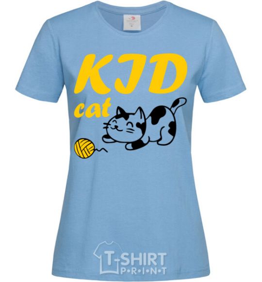 Женская футболка Kid cat Голубой фото