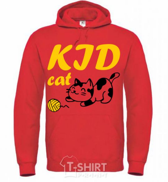 Men`s hoodie Kid cat bright-red фото