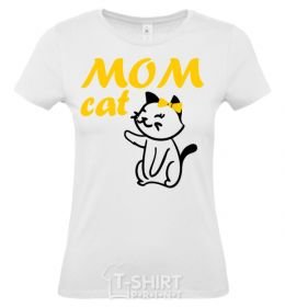 Women's T-shirt Mom cat White фото