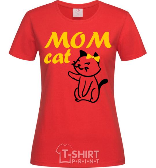 Women's T-shirt Mom cat red фото