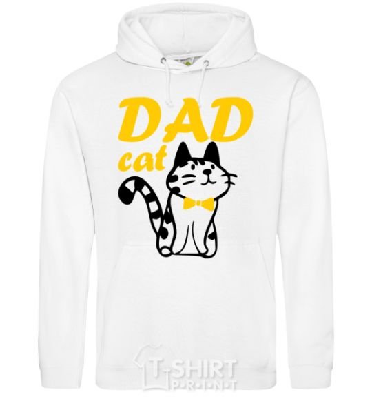 Men`s hoodie Dad cat White фото