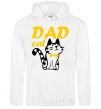 Men`s hoodie Dad cat White фото