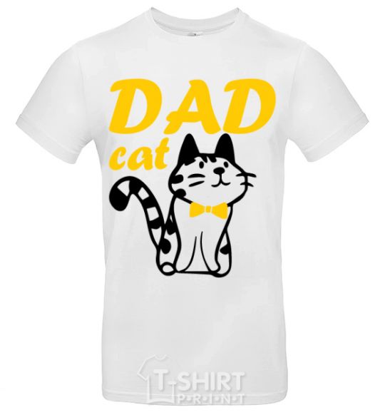 Men's T-Shirt Dad cat White фото