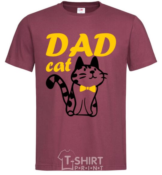 Men's T-Shirt Dad cat burgundy фото