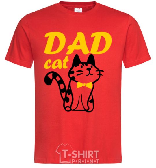 Мужская футболка Dad cat Красный фото