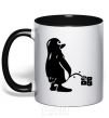 Mug with a colored handle Linux black фото