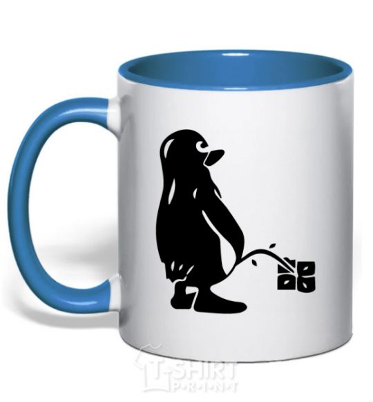 Mug with a colored handle Linux royal-blue фото