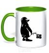 Mug with a colored handle Linux kelly-green фото