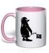 Mug with a colored handle Linux light-pink фото