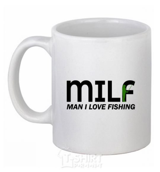 Чашка керамическая Man i love fishing Белый фото