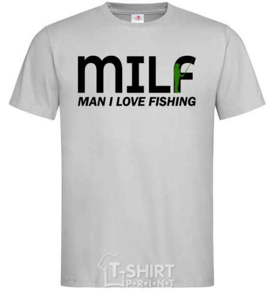 Мужская футболка Man i love fishing Серый фото