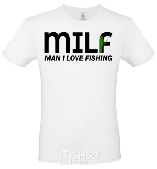 Мужская футболка Man i love fishing Белый фото