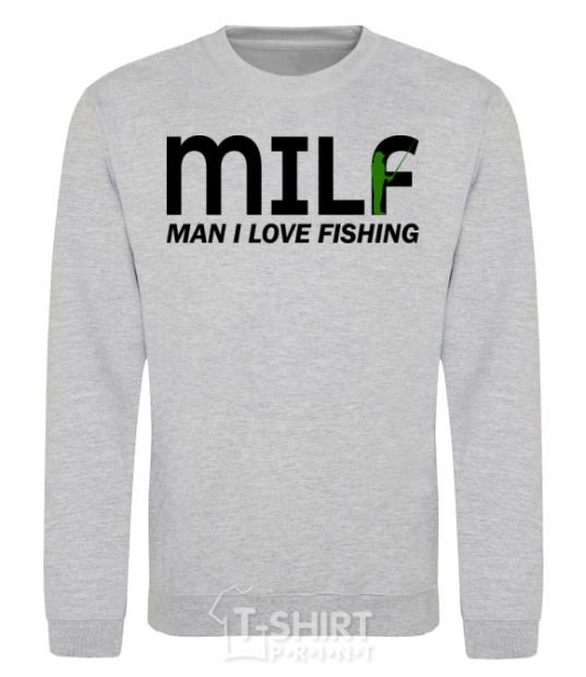 Sweatshirt Man i love fishing sport-grey фото