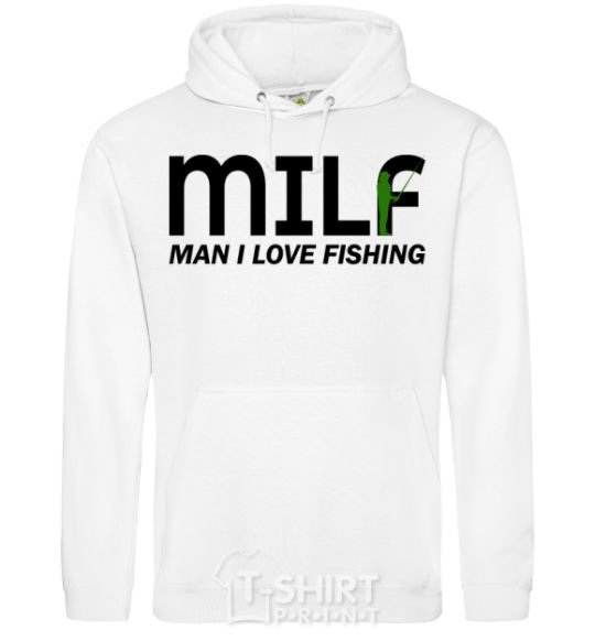 Men`s hoodie Man i love fishing White фото