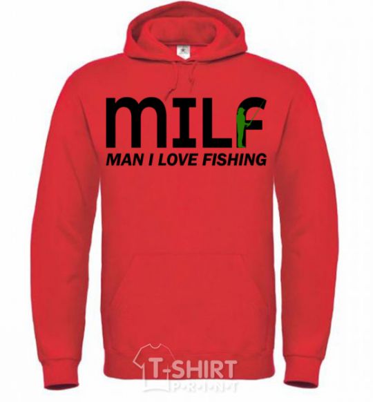 Men`s hoodie Man i love fishing bright-red фото