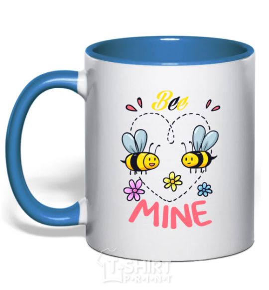 Mug with a colored handle Bee mine royal-blue фото