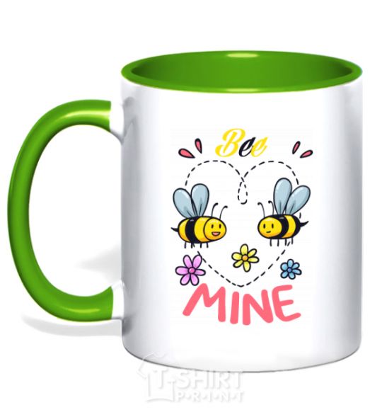 Mug with a colored handle Bee mine kelly-green фото