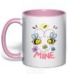 Mug with a colored handle Bee mine light-pink фото