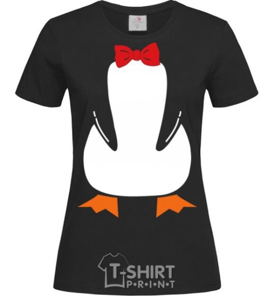 Women's T-shirt Penguin suit black фото