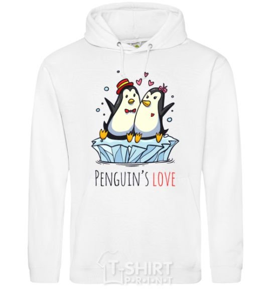 Men`s hoodie Penguin's love White фото