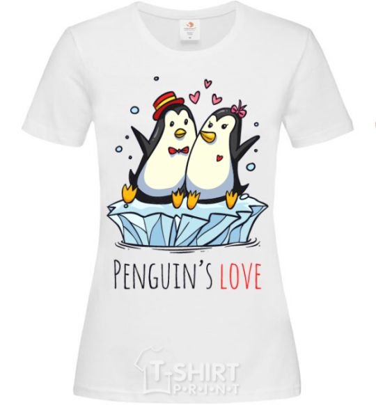 Women's T-shirt Penguin's love White фото