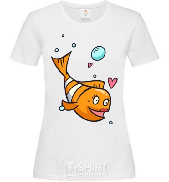 Женская футболка Fish girl Белый фото