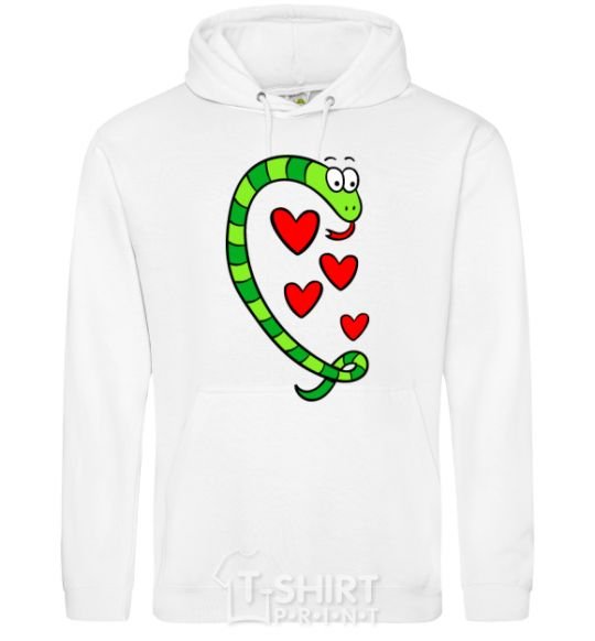 Men`s hoodie Love snake boy White фото