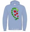 Men`s hoodie Love snake boy sky-blue фото