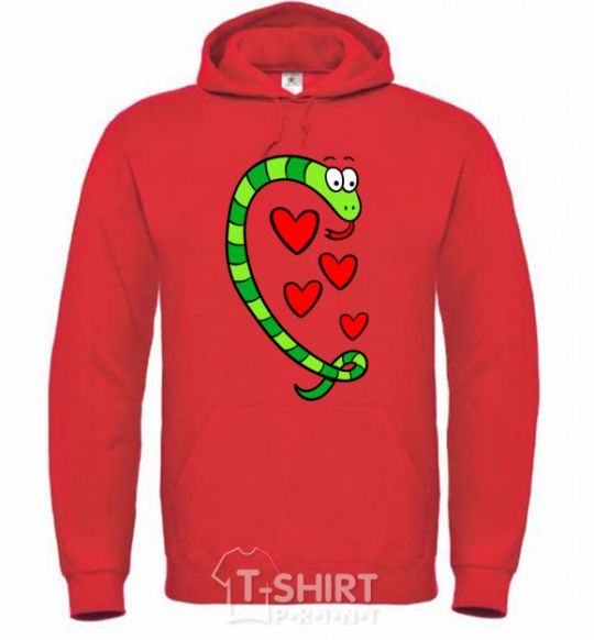 Men`s hoodie Love snake boy bright-red фото