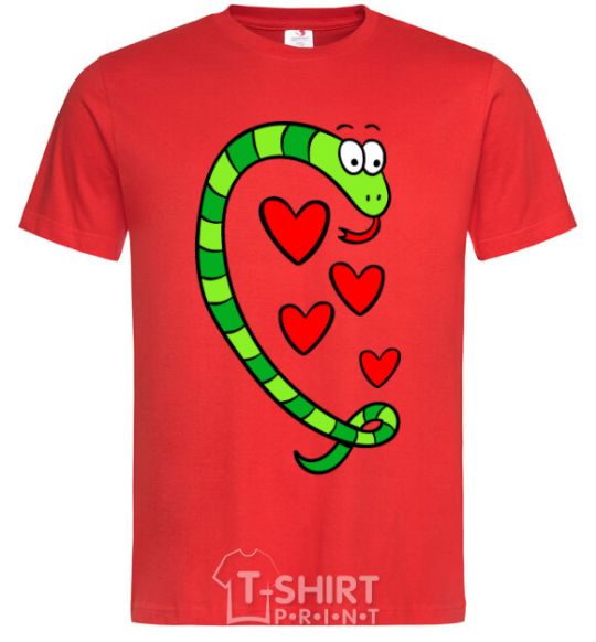 Men's T-Shirt Love snake boy red фото