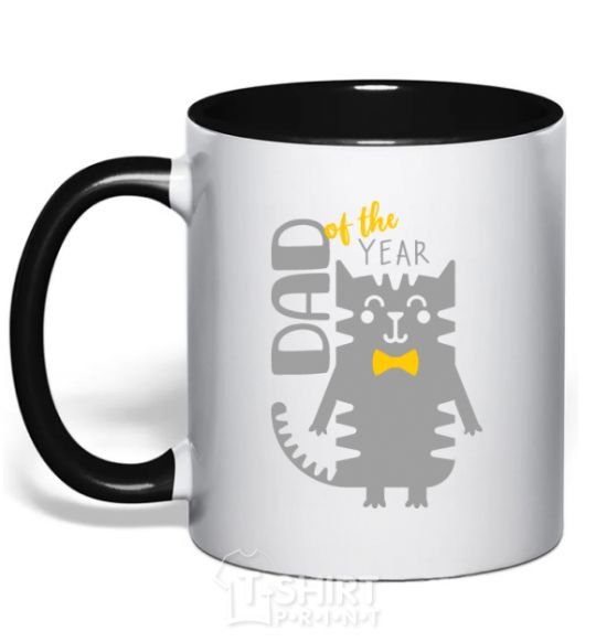 Mug with a colored handle Dad of the year black фото