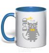 Mug with a colored handle Dad of the year royal-blue фото