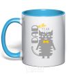 Mug with a colored handle Dad of the year sky-blue фото