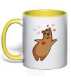 Mug with a colored handle Mama bear yellow фото