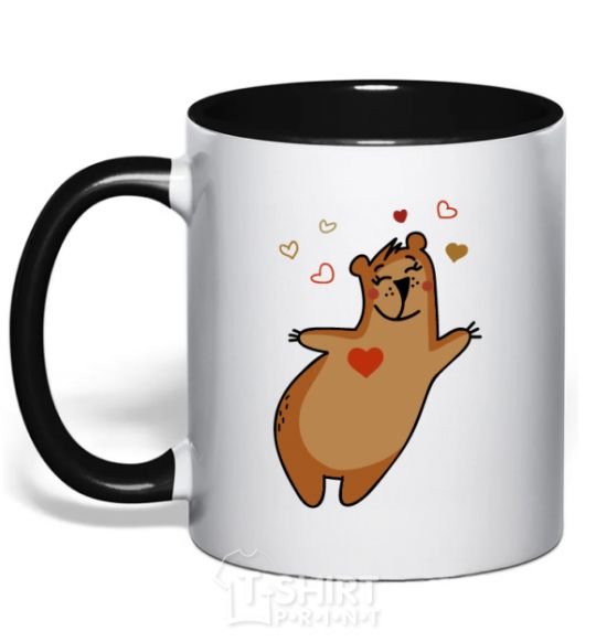 Mug with a colored handle Mama bear black фото