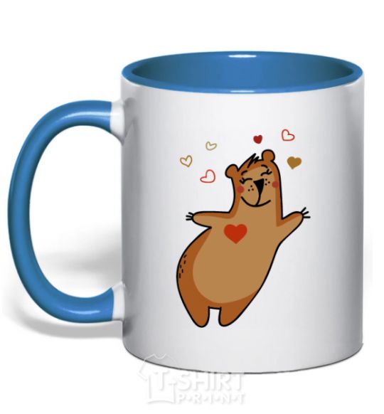 Mug with a colored handle Mama bear royal-blue фото