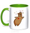 Mug with a colored handle Mama bear kelly-green фото